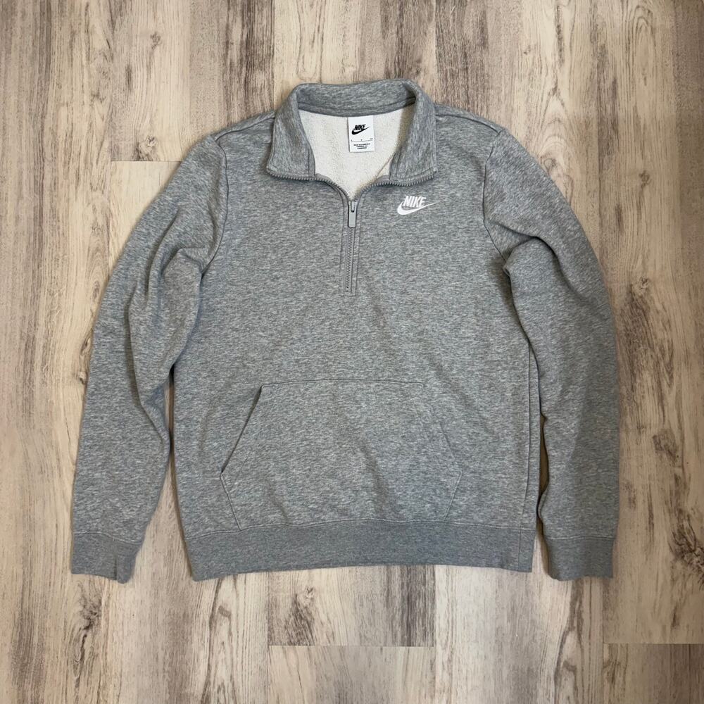 Nike Fleece Quarter Zip Sweater Light Gray Size S